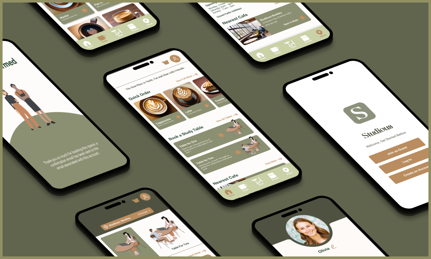 cafe app design screens